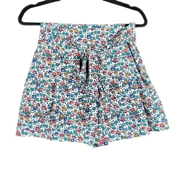 J.Crew Factory Womens White Multicolor Floral Print Tie Waist Shorts Size 00 - Picture 1 of 4